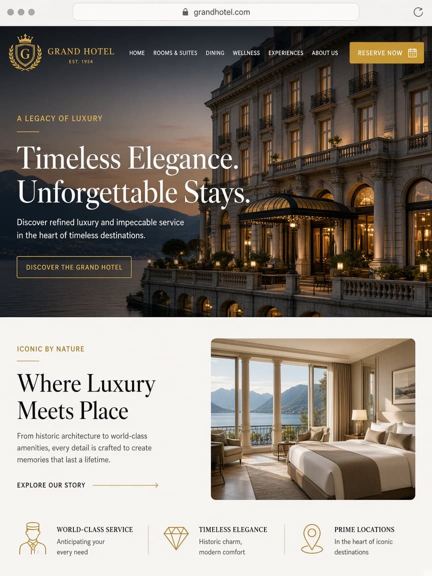 Grand Otel web sitesi tablet düzeni